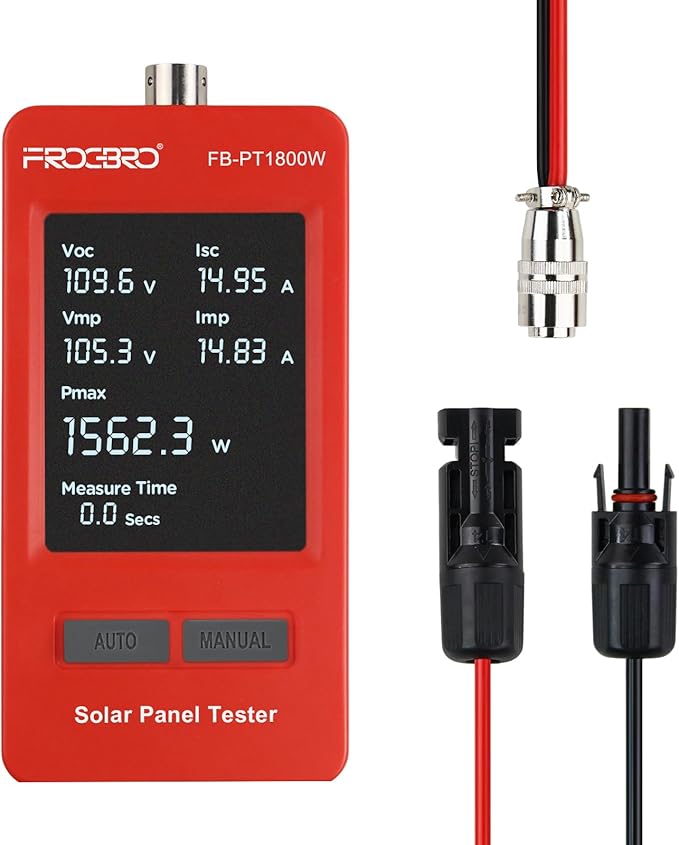 FrogBro 1800W Solar Panel Tester – PV Multimeter with Smart MPPT &amp HD OLED Display for Solar Panel Diagnostics and Data Analysis