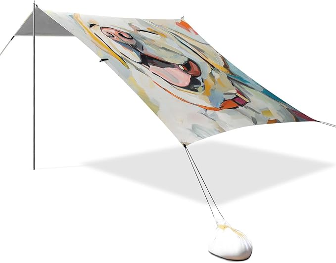 ALAZA Funny Labrador Oil Painting Beach Tent Sun Shelter Portable Canopy Sunshade for Outdoor Camping Picnics Backyard Fun 10x9 ft