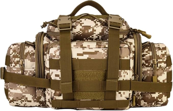UNISTRENGH Tactical Assault Gear Sling Pack Hiking Duffle Fanny Packs MOLLE Compact Utility Military Waist Range Bag Heavy Duty EDC Camera Shoulder Backpack (Desert camouflage)