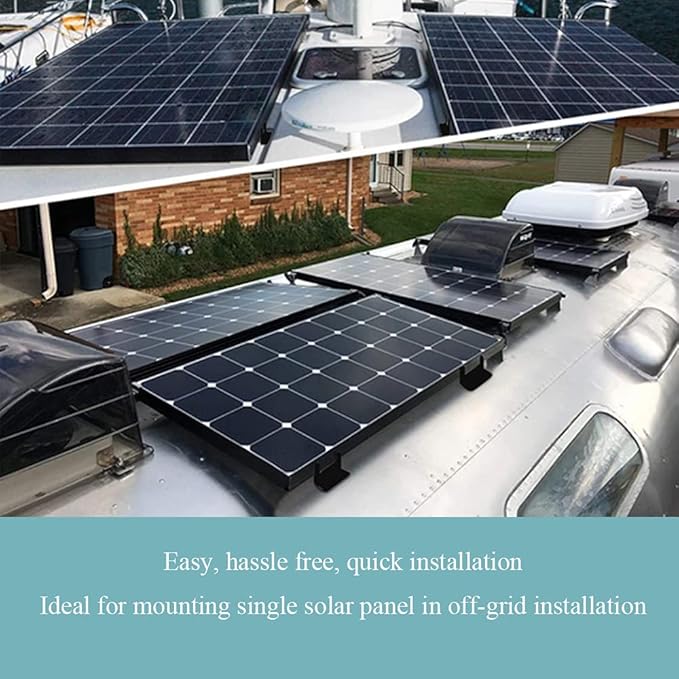 Solar Panel Mounting Brackets Z Bracket with Nuts and BoltsSuitable for 50W to 150W Solar Panels on RVBoatsMotorhome Cabins Sheds GaragesOff GridBlack4 Units (16PCS)