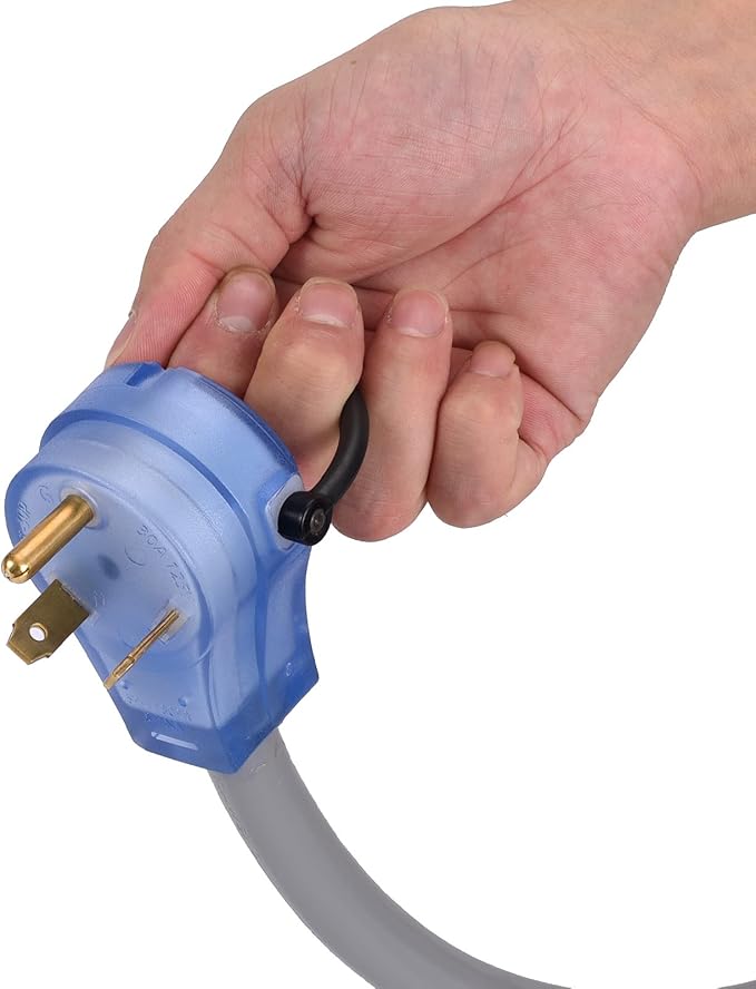 30Amp RV/Range/Generator Power Cord NEMA TT-30P with TT-30R Series Connector to 5-15R Adapter 1.5 FT (30MF/15F Gray)