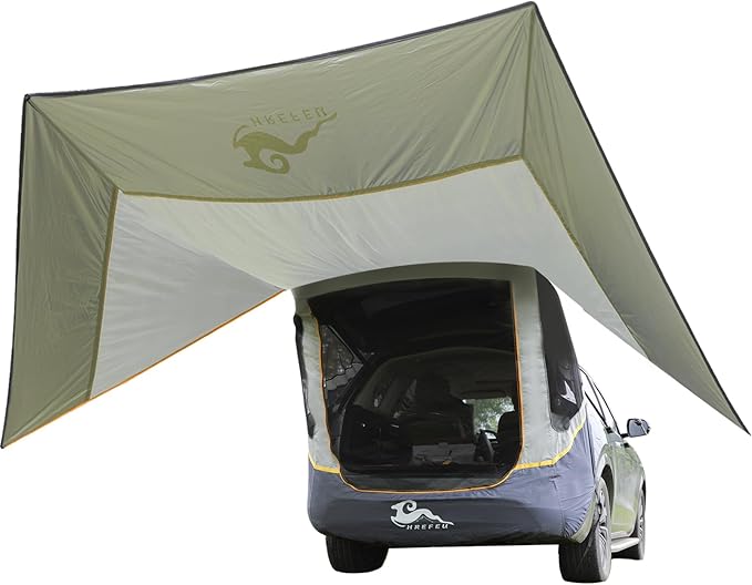 SUV Tent Car Awning UPF 50++ with Portable Waterproof Storage Bag Tear-Resistant Large Space Good Vision Smooth Ventilation Suitable for Outdoor Beach Camping Auto Canopy Shade…