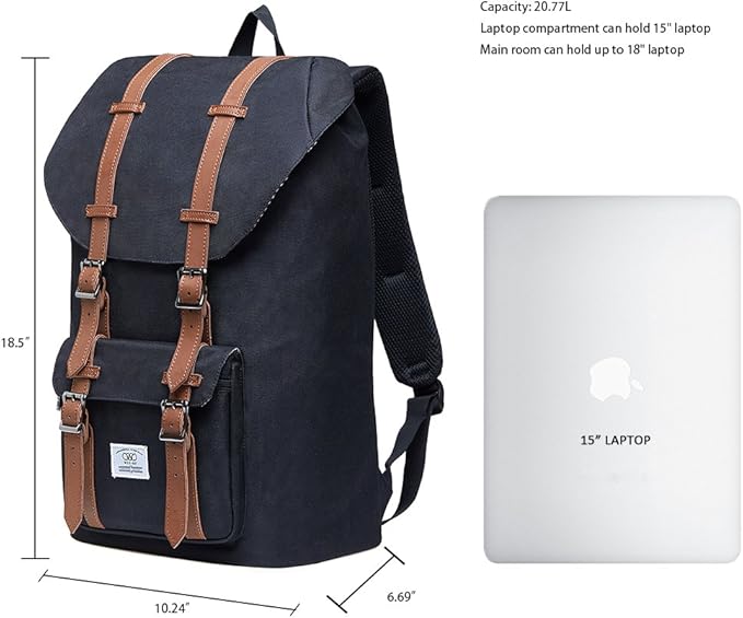 KAUKKO Laptop Outdoor Backpack College Schoolbag Bookbag Travel Hiking Rucksack fits 15-Inch Laptop