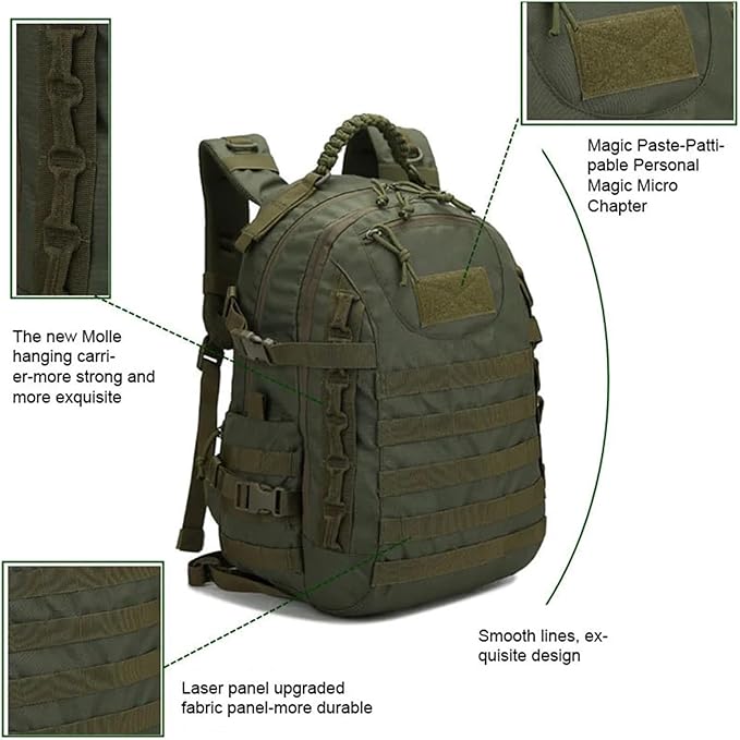 Backpack 35L Camping Man Military Tactical Rucksack Outdoor Waterproof Trekking Fishing Hunting Climbing Bag Mochila(Army Green)