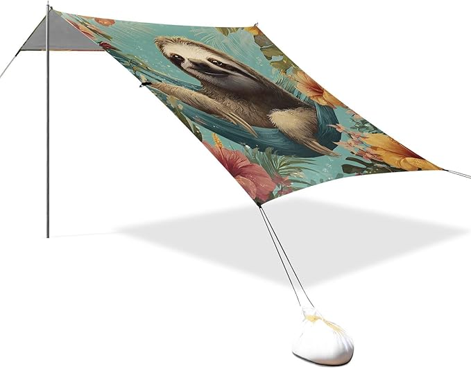 ALAZA Sloth Hammock Tropical Beach Tent Sun Shelter Portable Canopy Sunshade for Outdoor Camping Picnics Backyard Fun 10x9 ft
