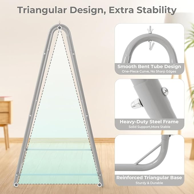 Hammock Stand for Multiple Hammock Heavy-Duty Steel Hanging Chair Stand for Indoor &amp Outdoor Solid Support &amp Stable Base 220 lbs Capacity Easy Assembly U-Shaped Stand Only - Gray