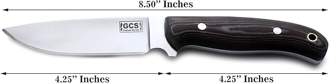 GCS Handmade D2 Steel Hunting Knife with Brown And White Micarta Handle Full Tang Blade and Leather Sheath for Hunting Hunting Camping Survival EDC-GCS 941