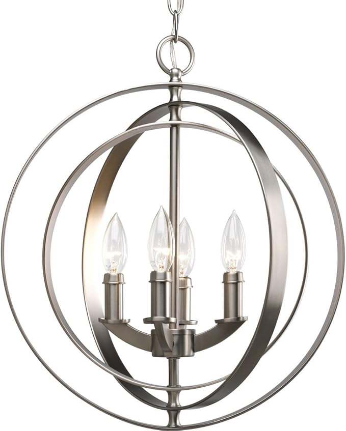 Progress Lighting 4-Light Foyer Pendant Equinox Collection Indoor P3827-126 Burnished Silver