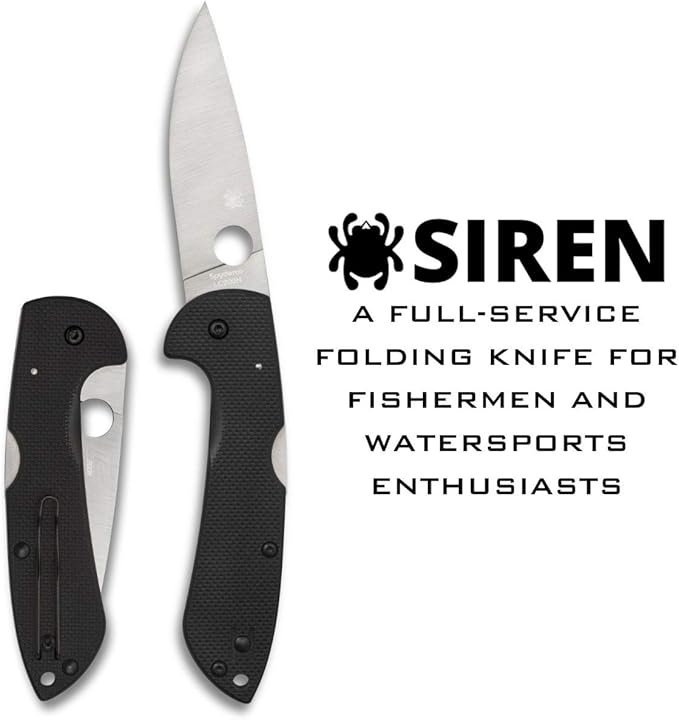 Spyderco Siren Folding Knife - G-10 Black Handle with PlainEdge Steel Blade - C247GP
