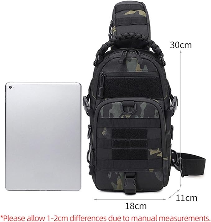 Jungle Leopard Tactical Fishing Chest Bag for Men Sports Shoulder Bags Molle Camping Climbing Hunting Fanny Pack(BLK)