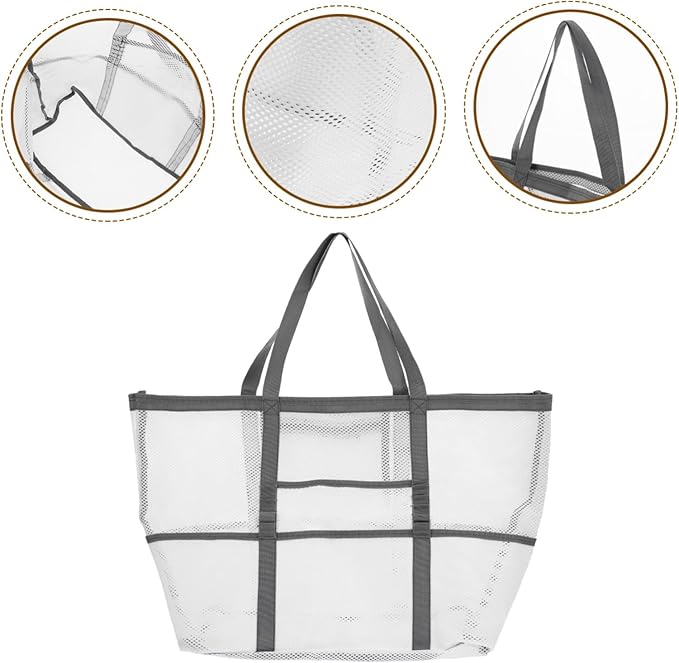 DOITOOL 2pcs Tote Handle Mesh Toy Use Bag Beach Organizer for Organizers Shower Basket Outdoor with Whitex4pcs 59x36cmx4pcs