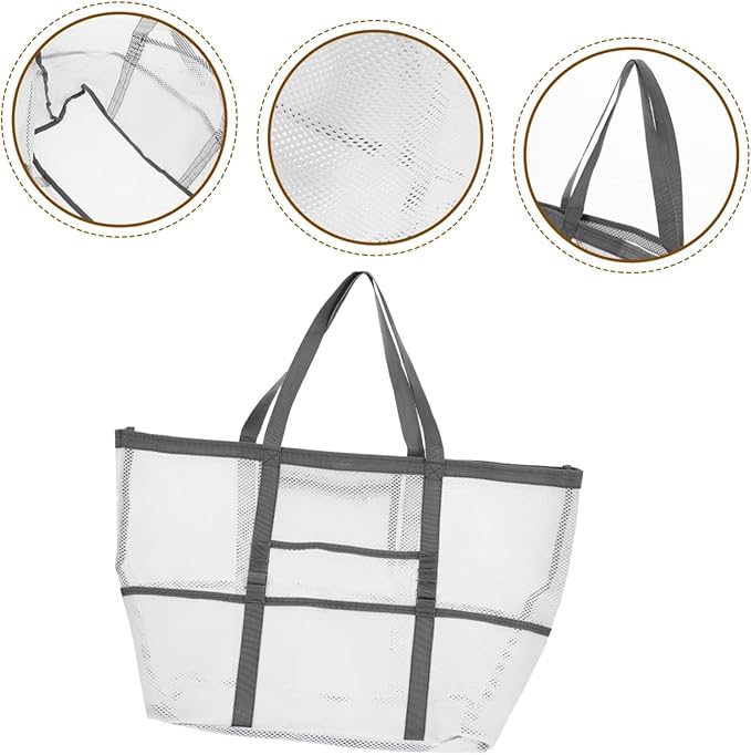 Housoutil 2pcs Portable Beach Toiletry for Toy with Organizers Use Multifunctional Mesh Bag Handle Basket Whitex4pcs 59x36cmx4pcs