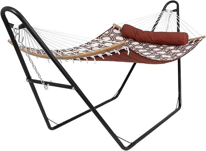 Universal Heavy-Duty Steel Hammock Stand 130 * 40 * 51in for 2 People Portable Designfor 9.5 to 14 ft HammocksIdeal for Outdoor Balconies porches patios Decks and backyards.