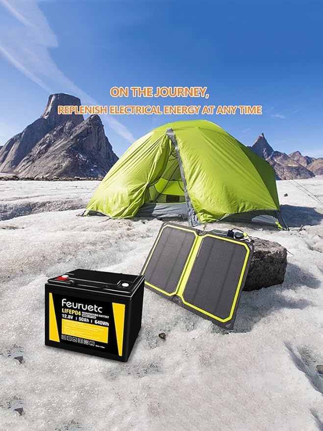 12V 50Ah LiFePO4 Lithium Battery - Built In 50A BMS 5000+ Deep Cycles Lithium Iron Phosphate Battery Great For Winter Power Shortage RV Marine Trolling Motor Camping and Off Grid Applications