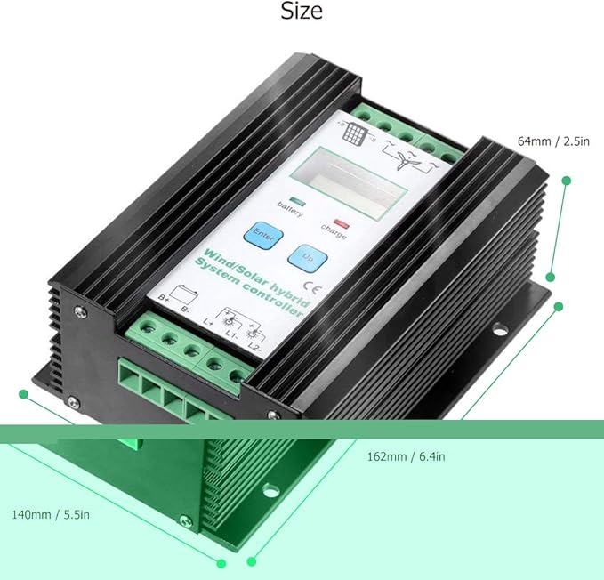 SolaMr 1000W 12V / 24V Wind Solar Hybrid Charge Controller Fits for 600W Wind and 400W Solar Power Boost Charge Solar PWM Charging Technology Digital Intelligent Regulator with LCD Display