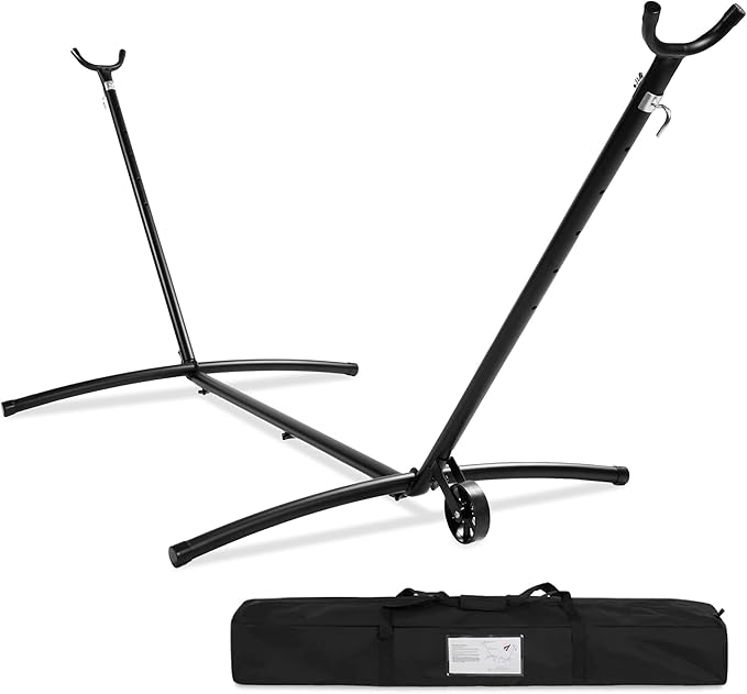 Best Choice Products Portable Heavy-Duty 9ft Steel Hammock Stand w/Built-in Wheel Carrying Case Weather-Resistant Finish 450lb Capacity