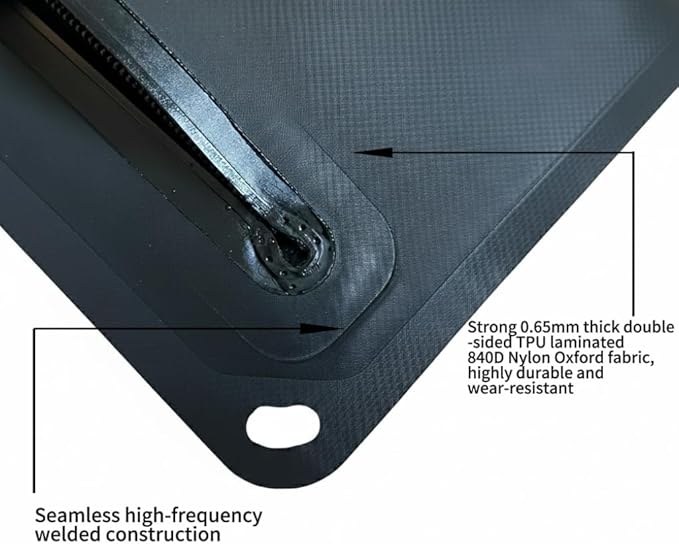 Large Tactical IPX8 Waterproof EDC Wallet Pouch - Holds 10+ Cards Keys Cash - Heavy Duty Belt Loop &amp Dual Top Grommets(Black)