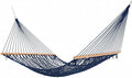 Castaway Living 13 ft. Double Traditional Hand Woven Navy Polyester Rope Hammock with Free Extension Chains and Tree Hook for 2 People with a Weight Capacity of 450 lbs.