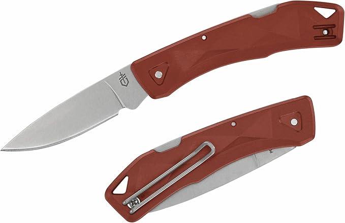 Gerber Gear LST Ultra - Lightweight EDC Knife - Survival Tactical Tool for Hiking Camping &amp Outdoor - Compact Folding Pocket Knife - Stainless Steel Blade - Made in USA - Red