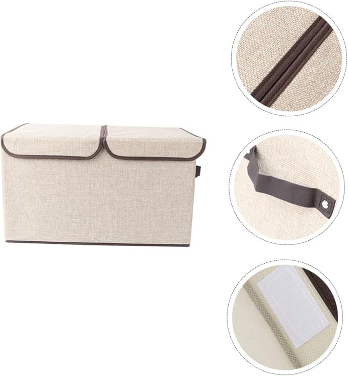 Cabilock Storage Organizer Baskets Cotton Linen Wardrobe Storage Bin Lid Versatile