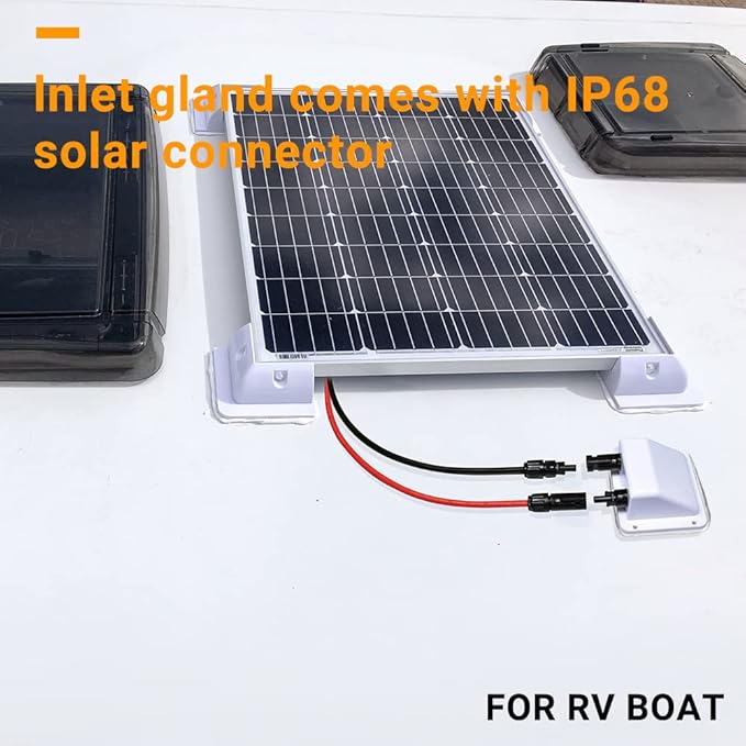 Solar Cable Entry Gland1Ft/30cm 10AWG Soft Solar Extension Cable and Connector UV Resistance Dual Cable Entry Gland Housing on Rv Boat Camper (1Ft White)