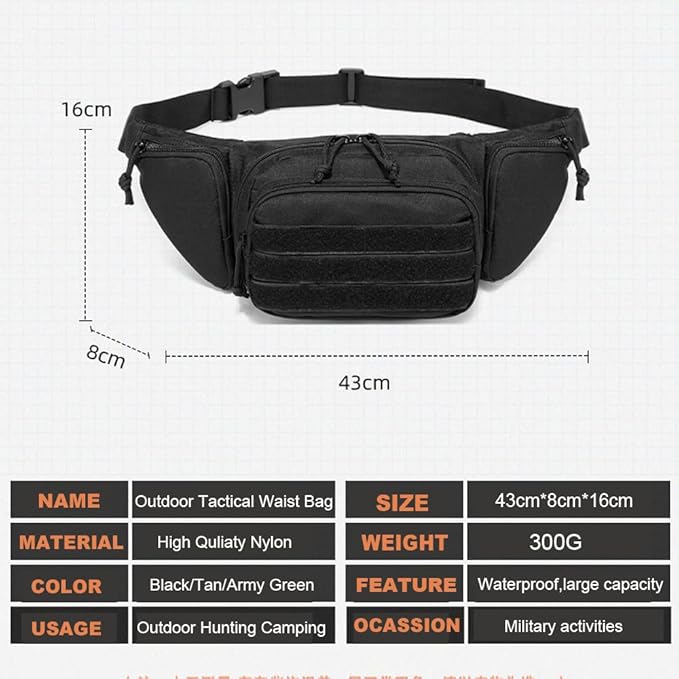 Tactical Waist Bag Gun Holster Molle Military Combat Waist Fanny Pack Utility Nylon Shoulder Bag for Hunting Camping (Color : TBP003-OD)