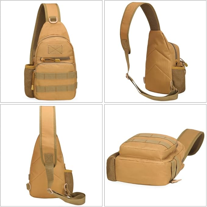 Outdoor Tactical Bag Backpack Military Sport Bag Pack Sling Shoulder Backpack Water bottle hanging bag (Military Green)