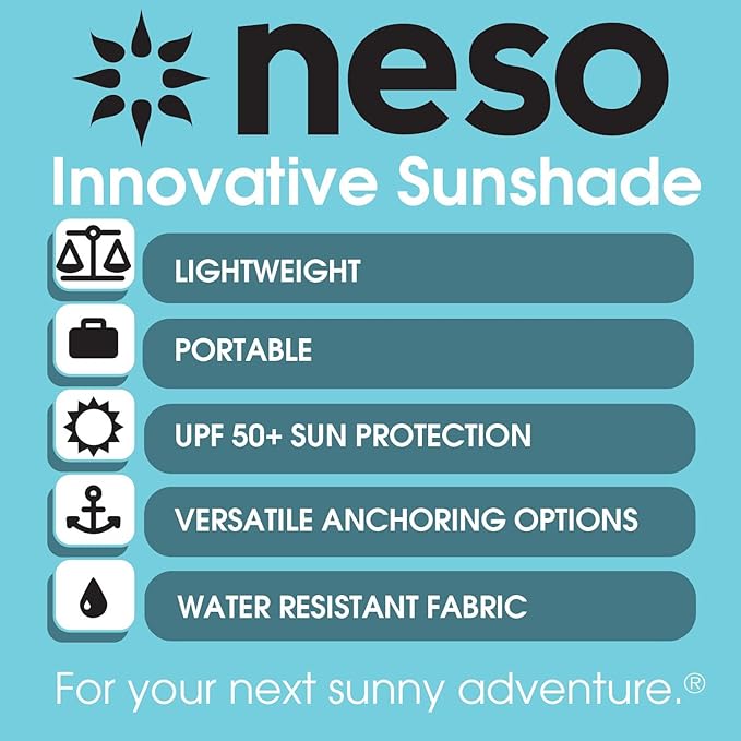 Neso Grande Portable Beach Tent Sun Shelter - Lightweight Beach Shade Canopy - Easy Setup for Family Outings - Patented Reinforced Corners - UPF 50+ Sun Protection