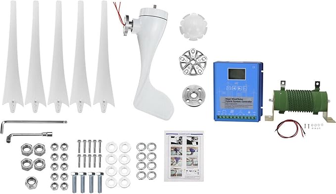 3000W Wind Turbine Generator 12V 24V 48V Windmill With MPPT Controller Power Supply Kit Solar Complementary Permanent Magnet Wind Turbine Generator Home Project Use Street Lighting ( Color : 12V )