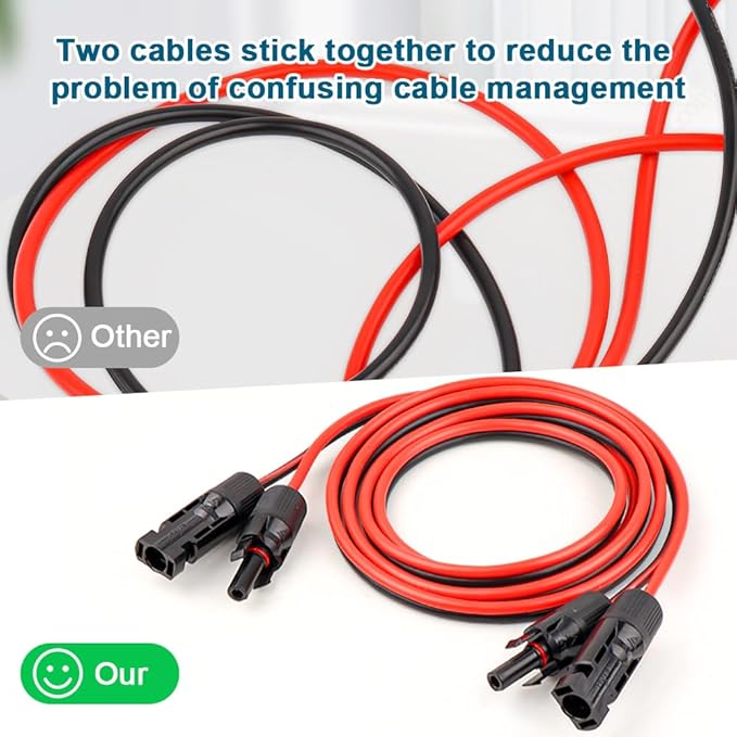 10 AWG Solar Extension Cable 200FT Flexible Solar Panel Wire with Male to Female Connector Parallel Tinned Copper Wire for Solar Panel Automotive RV Boat Outdoors