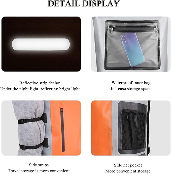 Waterproof Dry Bag Kayaking Backpack 25L Kayak Roll Top Dry Bags Floating Large Dry Sacks Marine Set for Boating