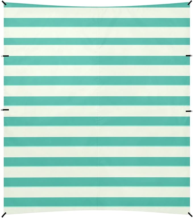 ALAZA Mint Green Stripes Beach Tent Sun Shelter Portable Canopy Sunshade for Outdoor Camping Picnics Backyard Fun 10x9 ft