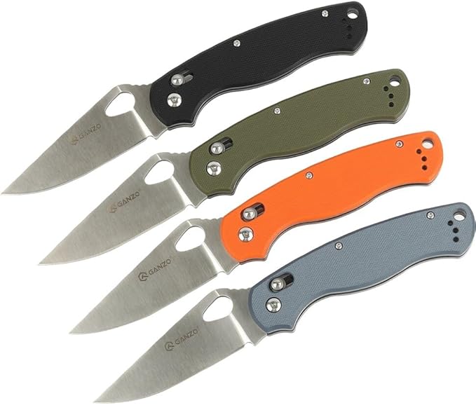Ganzo G729-BK Folding Pocket Knife 440C Stainless Steel Blade Ergonomic G10 Non-Slip Handle with Clip Hunting Fishing Camping Folder Axis Lock Outdoor EDC Knife (Black)
