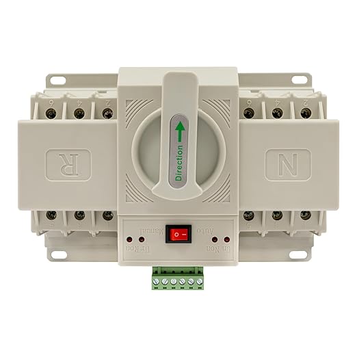Dual Power Automatic Transfer Switch 63A 2P/4P 110V Generator Changeover Switch Tool Electronic Power Circuit Breaker Controller 50HZ/60HZ (3P/63A White)