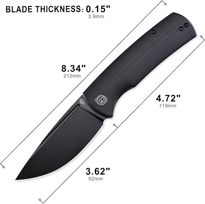Petrified fish PFP01 k110 steel folding knife G10 handle Front flipper outdoor Camping survival hunting EDC tool knives (Black G10 Stonewashed)