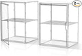 Acrylic Clear Display Case Stackable Plastic Storage Bins with Shelf Figure Figurine Hobby Display Case with Magnetic Lid Large Acrylic Display Box for Collectibles Figures 2 Pack
