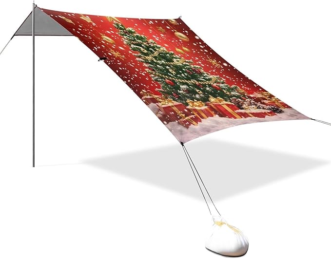 ALAZA Christmas Tree Gift Box Beach Tent Sun Shelter Portable Canopy Sunshade for Outdoor Camping Picnics Backyard Fun 10x9 ft