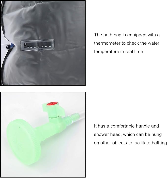 Camping Shower Bag Outdoor 20L Solar Power Shower Bag Camping Portable Sun Heated Bath Bag with Shower Head