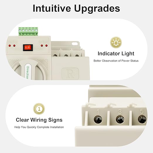 Dual Power Automatic Transfer Switch 3P 63A ATS Dual Power Generator Changeover Switch 110V Mini Electrical Selector Switches