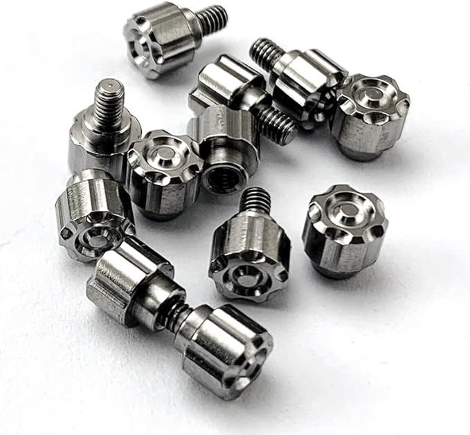 3 Sets Custom Titanium Thumb Stud Screws in Silver Fit for Diameter 4MM Screw Hole