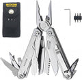 EDGE Multi-Tool Pliers 14-in-1 Stainless Steel Multitool with Knife Saw Scissors Wire Cutter &amp Screwdriver Bits Compact Folding Pocket Tool for Camping Survival Fishing &amp Car Emergency