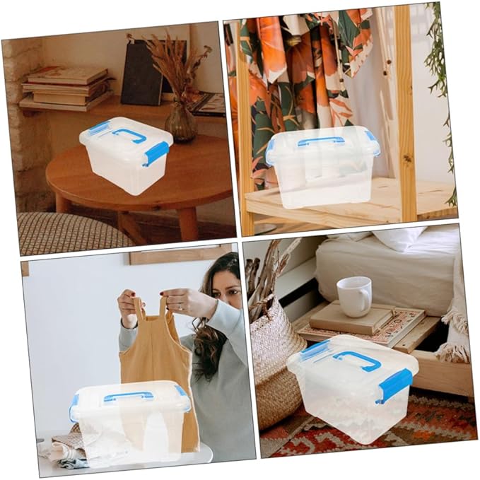 Levemolo 5pcs Stackable Storage Bins for Organization Material Desk Storage Organizer Lids Portable Makeup Container for Home Office