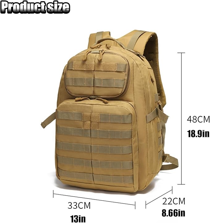 Tactical Backpack MOLLE Hiking Daypack Small Miltary Bug Out Bag Waterproof Army Rucksack for Outdoor Sport Travel