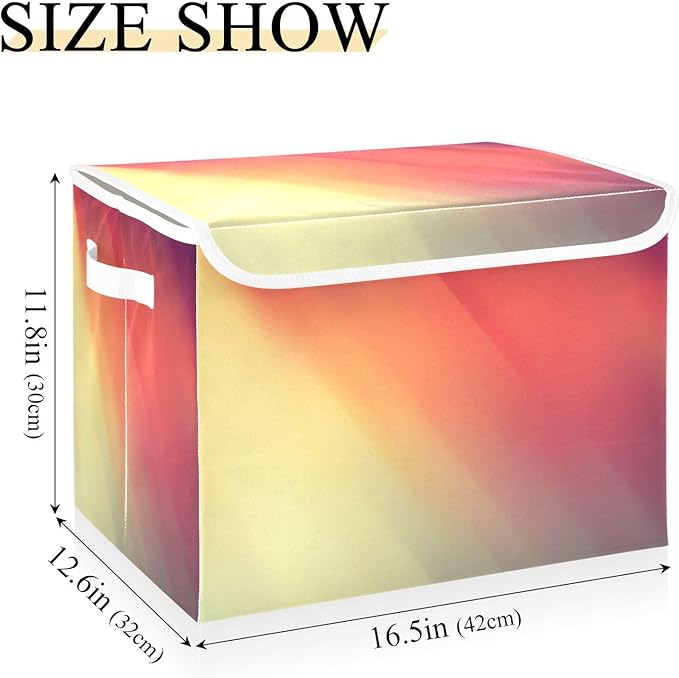Red Orange Gradient Storage Bins with Lids Collapsible Organizer Bins Shoe Storage Boxes for Home Studyroom Dormroom