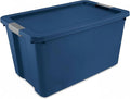 34-Gallon Heavy-Duty Storage Box with Lid - Large Plastic Container Suitable for Garage Outdoor Home and Storage Needs Blue