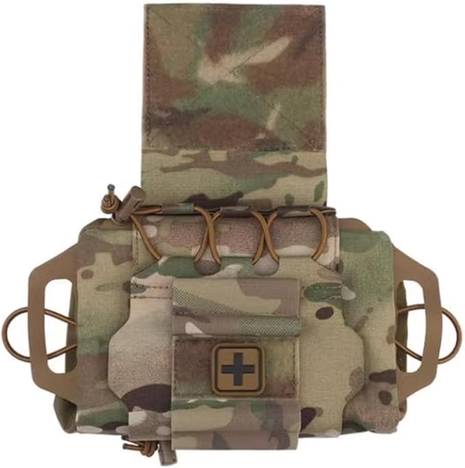 Tactical Medical IFAK Pouch Rapid/Quick Deploy First Aid Pouch Kit Hook and Loop Pack Emergency Survival Bag Two-Piece System Medical Roll Carrier Handle Outdoor Sport Emergency Hunting Bag