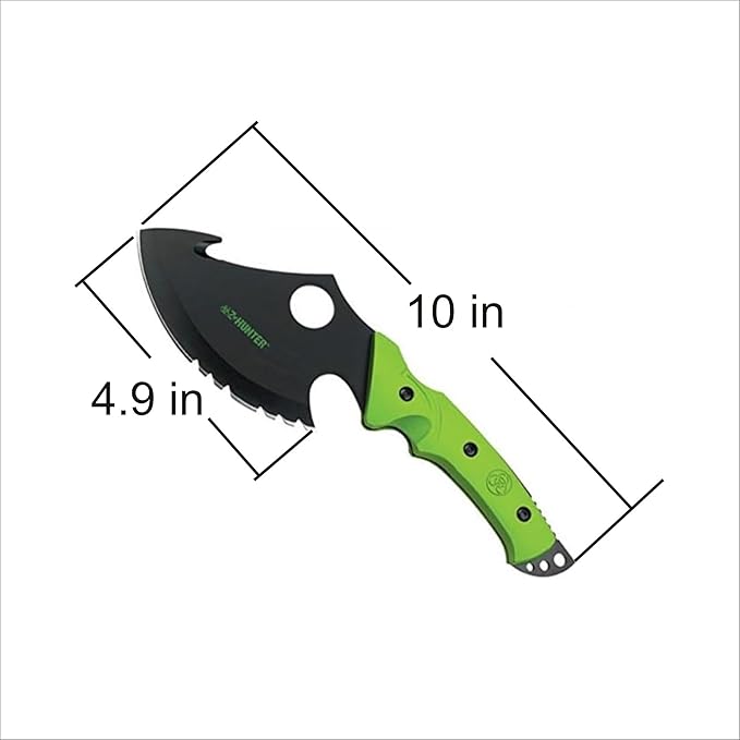 Wilcor Hunting Axe Black Serrated Blade Neon Green Wood Handle