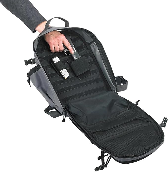 US PeaceKeeper Products P51325 - EDC Backpack - Quick Access CCW Pocket - Laptop Pocket - Adjustable - Grey