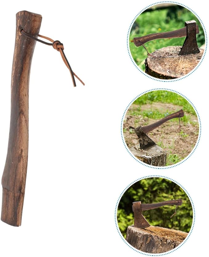 2pcs Mini Axe Replacement Wooden Handle Ergonomic Wood Grip for Camping Gardening and Firewood Cutting Short Axe Handle Natural Hardwood Design