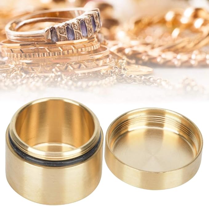 Metal Pill Storage Box Storage Box Outdoor Waterproof Brass Storage Container Dustproof Round Brass Storage Box with Lid for Outdoor Small Treasures(Medium)
